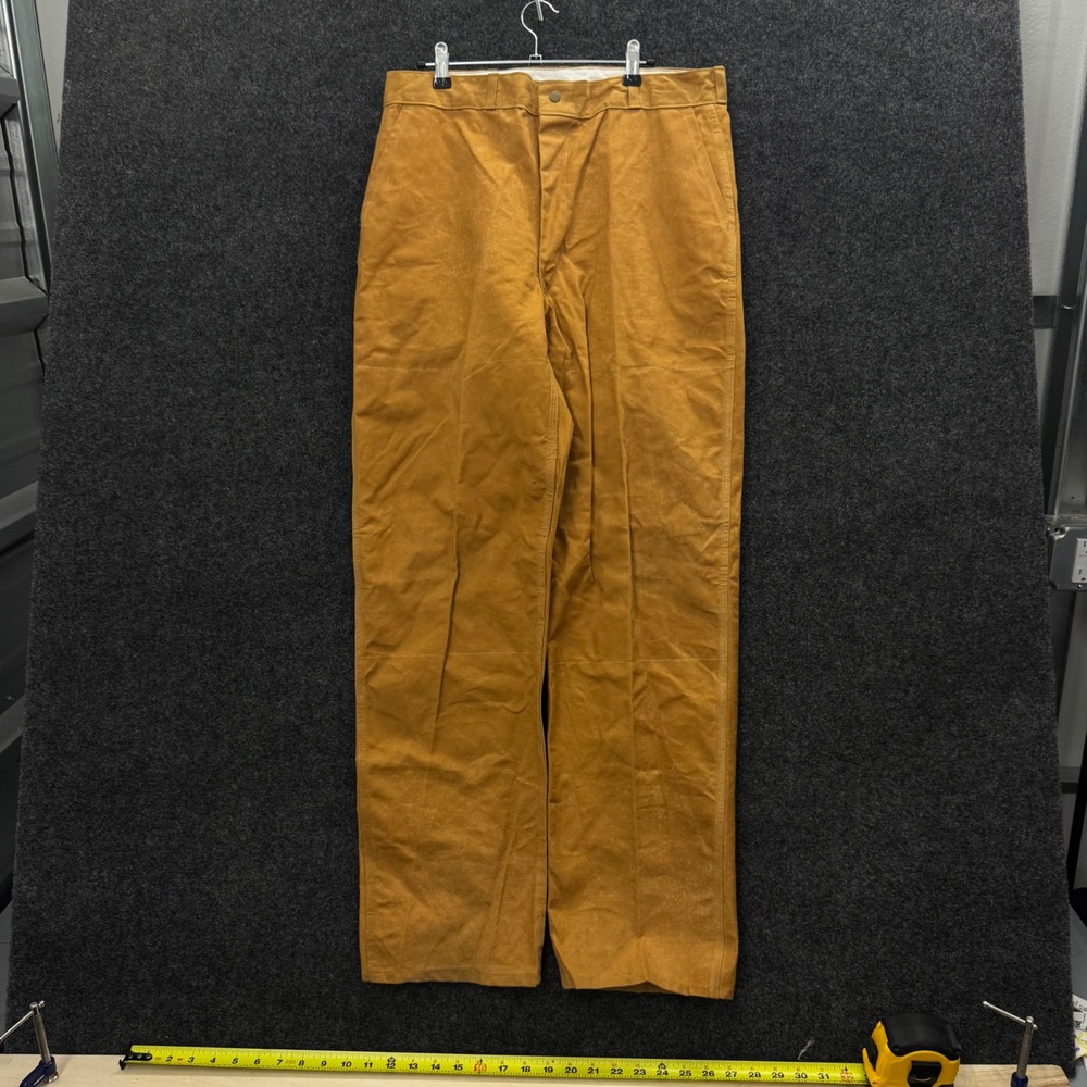 Vintage 1950s Waxed Cotton Hunting Pants Duck Brown Workwear 34x32 Falcon Zip